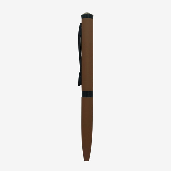 Matt Brown Mini Ball Pen – Pocket Friendly, Stylish & Elegant | Black Clip, White Diamond Twist | Blue Ink Mini-VT Refill