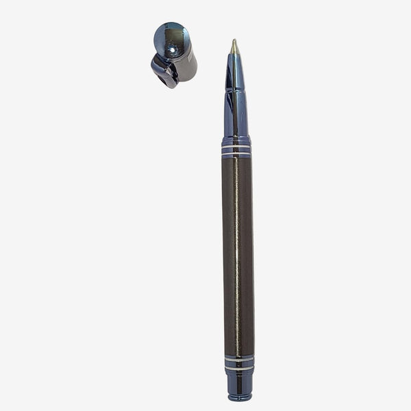 Metallic Glossy Blue Gunmetal Ball Pen – Openable Premium Design | 1mm Metal Jotter Refill | Smooth Blue Ink Writing Pen for Men & Women