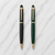 Ballpen Bazaar Set of 2 Metal Twist Ball Pens – Matt Black & Matt Green Body with Glossy Gold Clip | Blue Ink | 2 Pens + 2 Free Refills