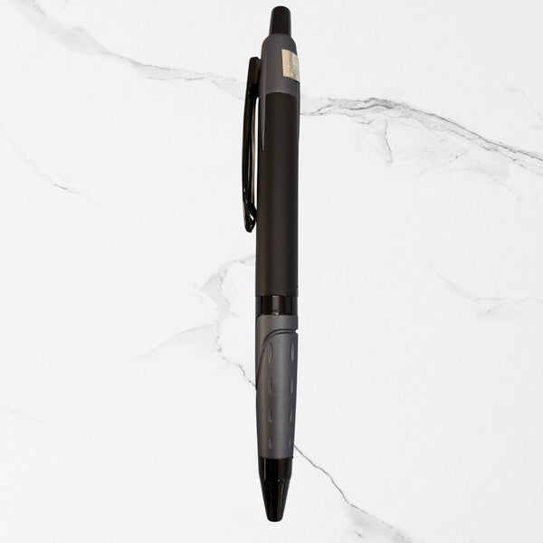 Metallic Glossy Black Ball Pen with Gray Design | Click Mechanism | Smooth Blue Ink | Premium Executive Writing Pen