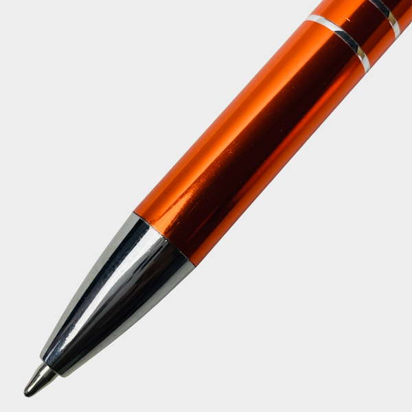 Ballpen Bazaar 5 Pcs Metallic Glossy Orange Ball Pen Set | Silver Clip | Smooth Click Mechanism | Premium Blue Ink Writing Pens