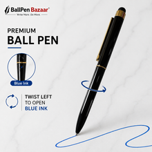 Fellowship 2-in-1 Glossy Black Ball Pen | Dual Ink (Blue & Red) | Gold Clip