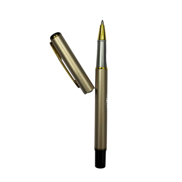 Light brown pen with golden clip design for sophisticated writing on any occasion.