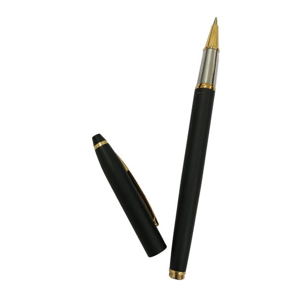 Black and gold pen with sleek openable design for timeless and everyday writing.