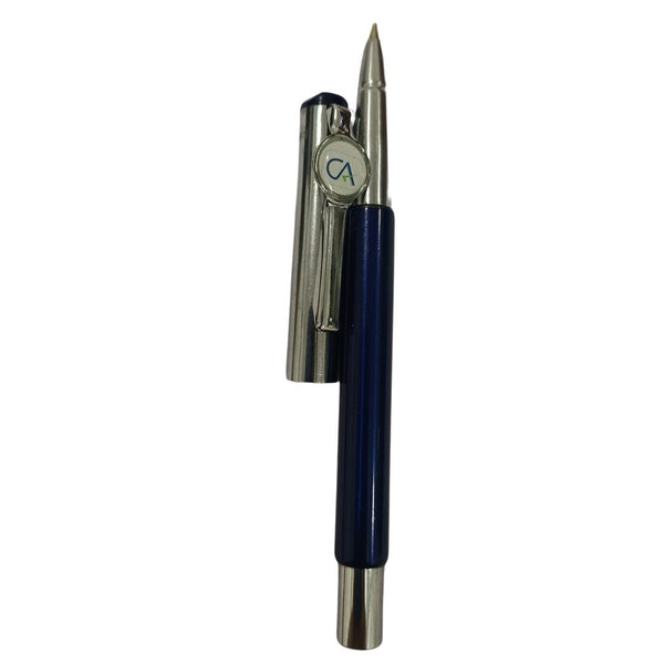 CA logo pen with blue and silver design for sleek and professional writing.