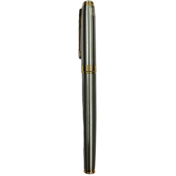 Metallic Silver Ball Pen with Golden Clip openable mechanism - Blue Ink Ballpen Bazaar