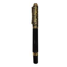 Metallic black color body with golden designer cap openable  mechanism ball Pen (blue Ink) Ballpen Bazaar