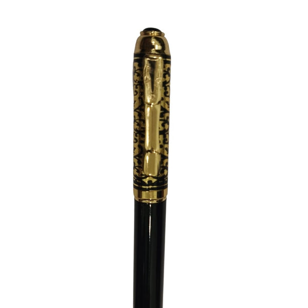 Metallic black color body with golden designer cap openable  mechanism ball Pen (blue Ink) Ballpen Bazaar