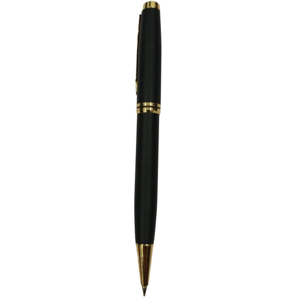 Premium black and gold pen with elegant twist design for distinguished writing.