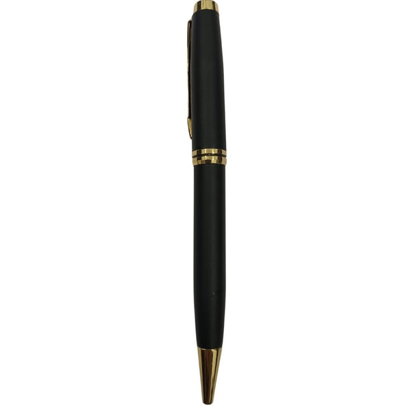 Matte black color body with gold clip twist mechanism ball Pen (blue Ink) Ballpen Bazaar