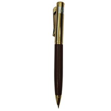 Red leather finish pen with premium twist design for luxurious writing experiences.