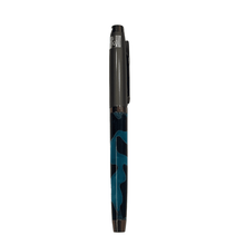 Blue acrylic pen with stylish gunmetal cap for contemporary, premium writing.