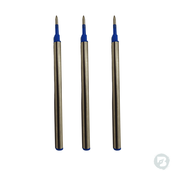 Metal roller refills blue ink, smooth and long-lasting, set of 3.