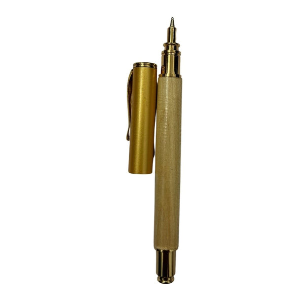 Wooden color body with gold color cap openable mechanism ball Pen (blue Ink) - Ballpen Bazaar