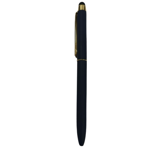 Metallic dark blue color body with gold color clip and on the top mobile touchscreen Twist mechanism ball Pen (blue Ink) - Ballpen Bazaar