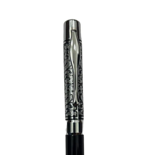 Metallic black color body with silver designer cap openable mechanism ball Pen (blue Ink) - Ballpen Bazaar