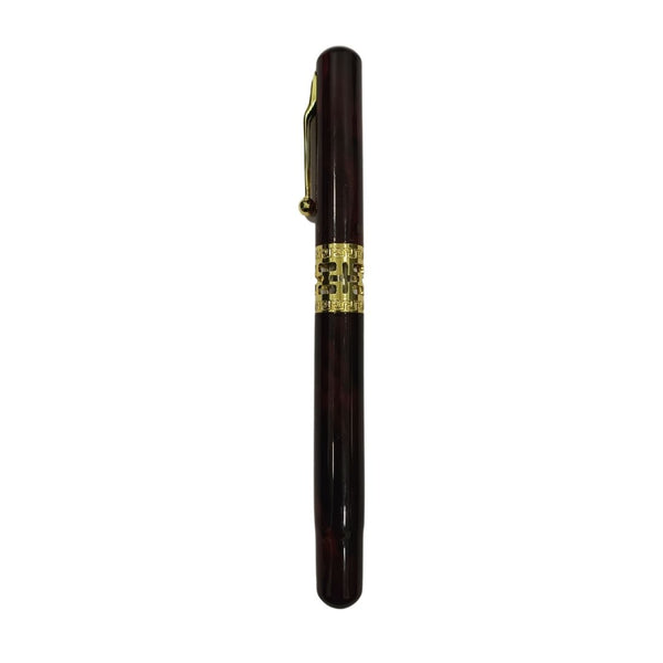 Metallic Maroon color designer body with designer meddle openable mechanism ball Pen (blue Ink) - Ballpen Bazaar