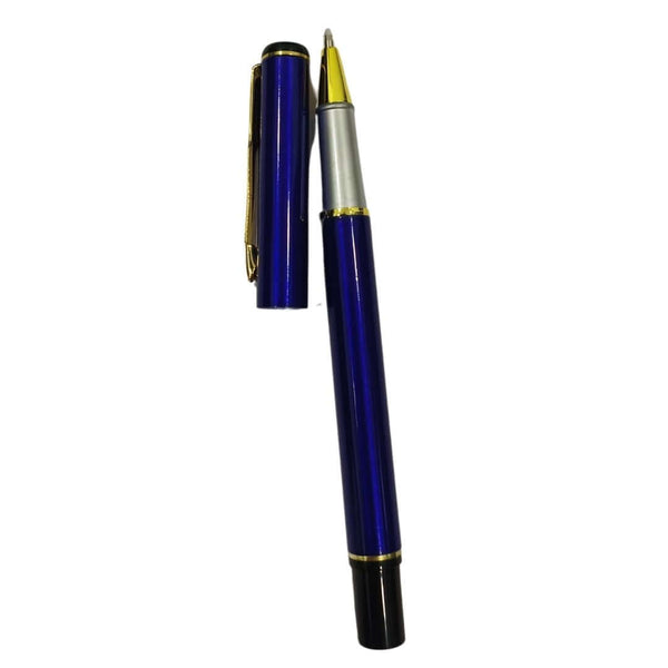 Glossy Dark Blue Metal Ball Pen with Golden Clip - Openable - Ballpen Bazaar