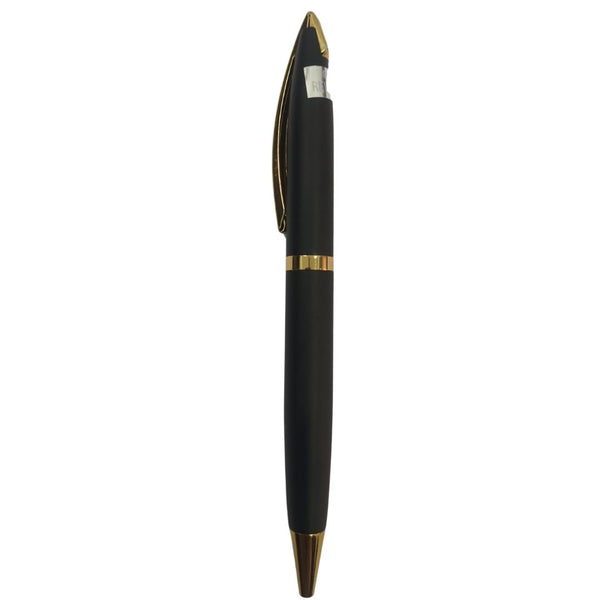 Matte Black Metal Ball Pen with Golden Clip - Twist Mechanism Ballpen Bazaar