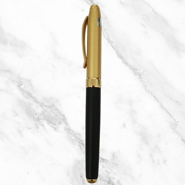 Matte Black Body Ball Pen with Golden Cap – Openable Mechanism | Blue Ink | Elegant Premium Design