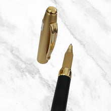 Matte Black Body Ball Pen with Golden Cap – Openable Mechanism | Blue Ink | Elegant Premium Design
