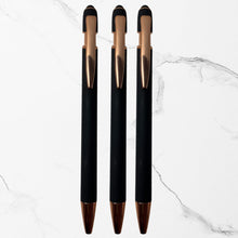 Set of 3 Stylus Matt Black Ball Pens with Rose Gold Clip | Ballpen Bazaar