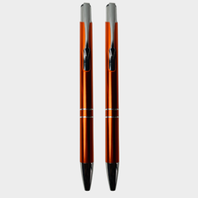 BallPen Bazaar Metallic Glossy Orange Body Ball Pen with Silver Clip | Click Mechanism | Smooth Blue Ink | Premium Writing Pen for Office, School & Gifting
