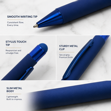 3-Piece Stylus Matte Blue Ball Pen Set – Premium Blue Ink