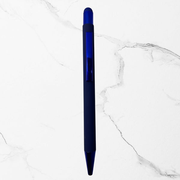 BallPen Bazaar Stylus Matte Blue Body Ball Pen with Glossy Blue Clip | Click Mechanism | Smooth Blue Ink Writing Pen for Office, School & Gifting