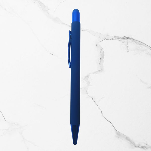BallPen Bazaar Stylus Matte Blue Body Ball Pen with Glossy Blue Clip | Click Mechanism | Smooth Blue Ink Writing Pen for Office, School & Gifting