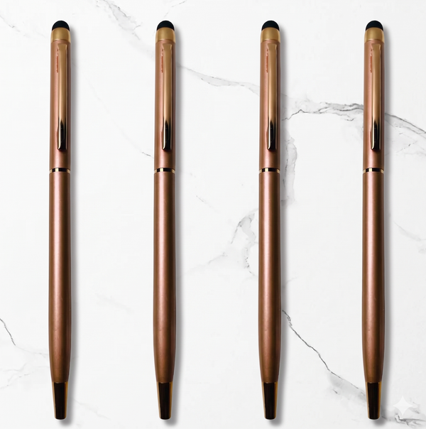 BallPen Bazaar’s Pack of 4 Stylus Rose Gold Ball Pens – Metallic Glossy Body
