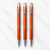 BallPen Bazaar’s Set of 3 Metallic Glossy Orange Ball Pens – Silver Clip