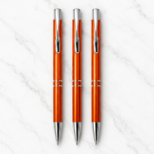 BallPen Bazaar’s Set of 3 Metallic Glossy Orange Ball Pens – Silver Clip