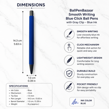 BallPenBazaar 3 Pcs Matte Blue Body Ball Pens with Gunmetal Clip