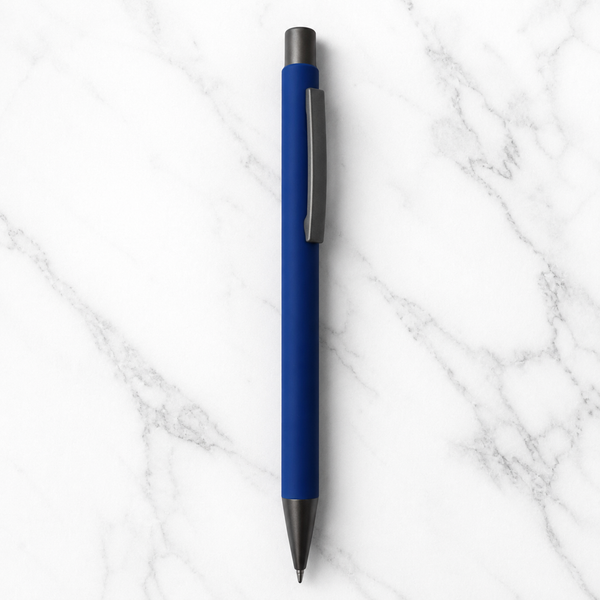 Ballpen Bazaar Matt Blue Body Ball Pen with Gray Clip | Click Mechanism | Smooth Blue Ink Writing Pen | Premium Daily Use Ballpoint Pen | 1 Pc