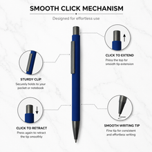 Ballpen Bazaar Matt Blue Body Ball Pen with Gray Clip | Click Mechanism | Smooth Blue Ink Writing Pen | Premium Daily Use Ballpoint Pen | 1 Pc
