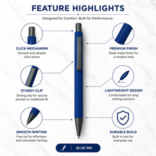 Ballpen Bazaar Matt Blue Body Ball Pen with Gray Clip | Click Mechanism | Smooth Blue Ink Writing Pen | Premium Daily Use Ballpoint Pen | 1 Pc