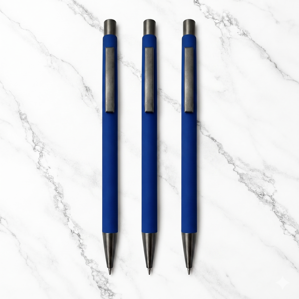 BallPenBazaar 3 Pcs Matte Blue Body Ball Pens with Gunmetal Clip