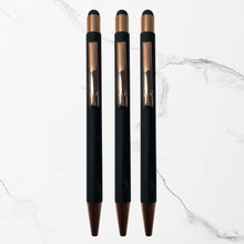 BallPenBazaar 3 Pcs Stylus Matte Black Ball Pens with Glossy Rose Gold Clip | Premium Click Mechanism | Smooth Blue Ink | Comfortable Writing Pens for Office, School & Gifting