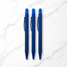 BallPenBazaar 3-Piece Stylus Matte Blue Ball Pen Set | Glossy Clip