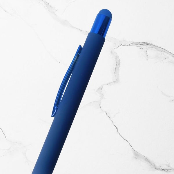 BallPenBazaar 3-Piece Stylus Matte Blue Ball Pen Set | Glossy Clip | Smooth Click Mechanism | Premium Blue Ink for Office, School & Daily Writing