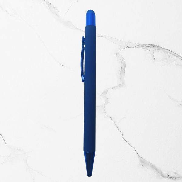 BallPenBazaar 3-Piece Stylus Matte Blue Ball Pen Set | Glossy Clip | Smooth Click Mechanism | Premium Blue Ink for Office, School & Daily Writing