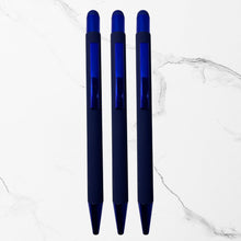 BallPenBazaar 3-Piece Stylus Matte Blue Ball Pen Set | Glossy Clip | Smooth Click Mechanism | Premium Blue Ink for Office, School & Daily Writing