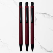 BallPenBazaar Matte Maroon Ball Pens (Pack of 3) | Glossy Black Clip | Click Mechanism | Smooth Blue Ink | Premium Metal Body Pens for Office, School & Gifting