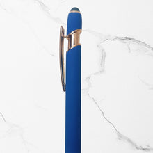 BallPenBazaar Premium Stylus Ball Pens with Matte Blue Body & Rose Gold Clip | Smooth Blue Ink | Elegant Writing Pens for Office, School & Gifting (Pack of 2)