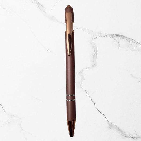 BallPenBazaar® Set of 3 Matte Rose Gold Stylus Ball Pens – Premium Metal Body | Glossy Rose Gold Clip | Click Mechanism | Smooth Blue Ink | Stylish Writing Pens for Office, School & Gifting