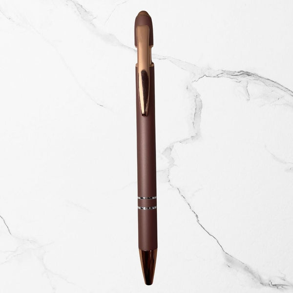 BallPenBazaar® Set of 3 Matte Rose Gold Stylus Ball Pens – Premium Metal Body | Glossy Rose Gold Clip | Click Mechanism | Smooth Blue Ink | Stylish Writing Pens for Office, School & Gifting