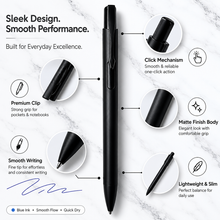 Matte Black Click Ball Pen with Glossy Black Clip