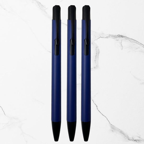 BallPenBazaar’s Matte Blue Body Premium Ball Pens (Pack of 3) – Glossy Black Clip, Smooth Click Mechanism, Fast-Flow Blue Ink | Stylish Pens for Office, School & Daily Writing