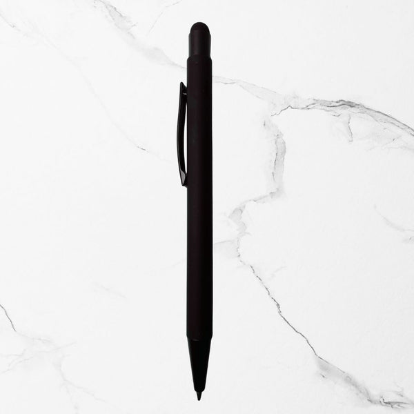 BallPenBazaar’s Stylus Matte Black Ball Pens (Pack of 3) – Glossy Black Clip | Click Mechanism | Smooth Blue Ink | Premium Metal Body Writing Pens for Office, School & Corporate Gifting